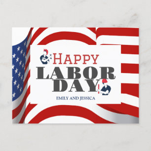 Carte Postale Joyeux drapeau patriotique de la fête du travail a