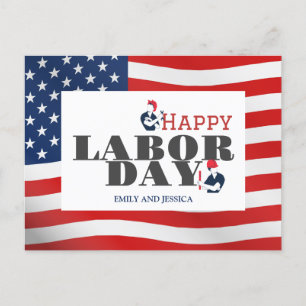 Carte Postale Joyeux drapeau patriotique de la fête du travail a