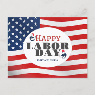 Carte Postale Joyeux drapeau patriotique de la fête du travail a