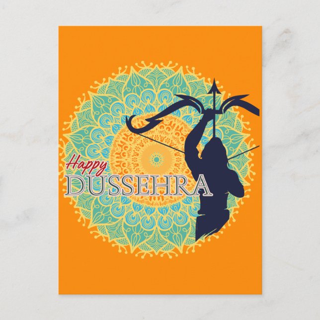 Carte Postale Joyeux Dussehra Lord Ram avec Bow & Arrow Chakra B (Devant)