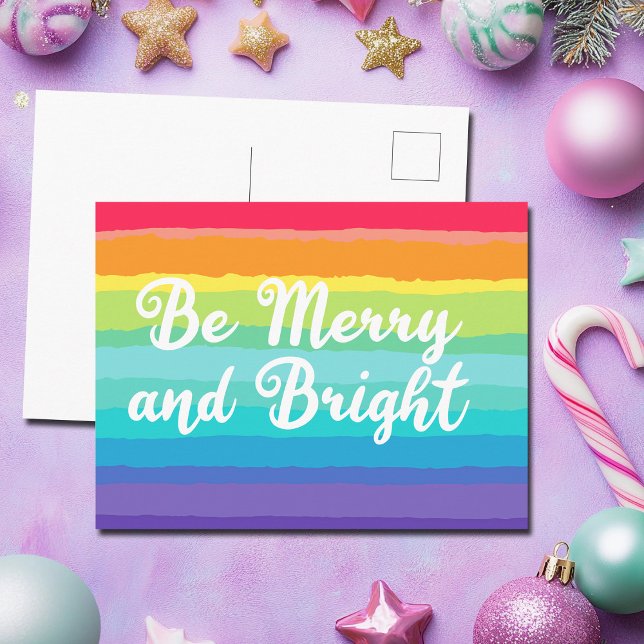 Carte Postale Joyeux et brillant coloré Rainbow Pride Noël (Créateur téléchargé)