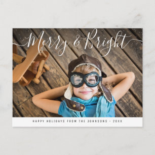 Carte Postale Joyeux et lumineux   Élégant lettrage de noël
