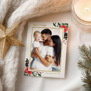 Carte Postale Joyeux Et Lumineux Noël Photo Florale