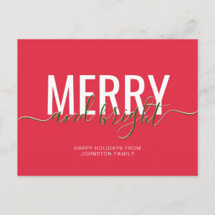 Carte Postale Joyeux et lumineux Noël rouge vacances