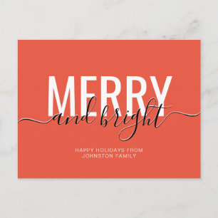 Carte Postale Joyeux et lumineux Noël vacances orange