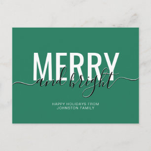 Carte Postale Joyeux et lumineux Noël vert de fêtes