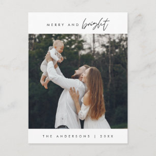 Carte Postale Joyeux et lumineux, voeux de Noël, photo de famill