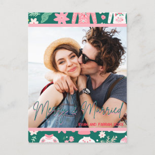 Carte Postale Joyeux et marié 1ère année Marié Photo de Noël