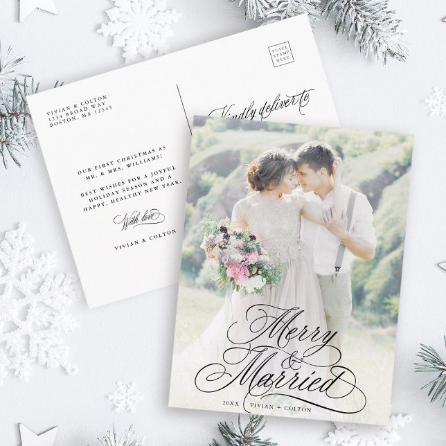 Carte Postale Joyeux et mariés Nouvelles mauvaises herbes Premiè (Front & Back)