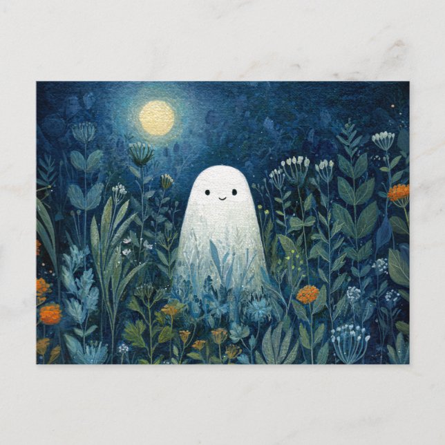 Carte Postale Joyeux fantôme dans le jardin de la Lune (Devant)
