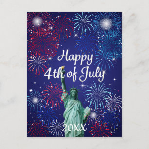 Carte Postale Joyeux feux d'artifice 4 juillet