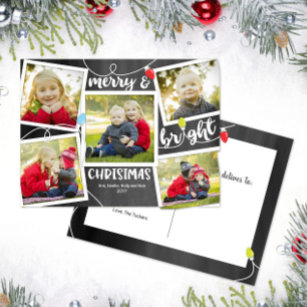 Carte Postale Joyeux feux de Noël sur Chalkboard photo collage