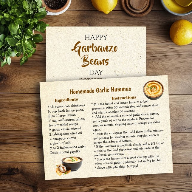 Carte Postale Joyeux Garbanzo Bean Day | 21 octobre (Créateur téléchargé)