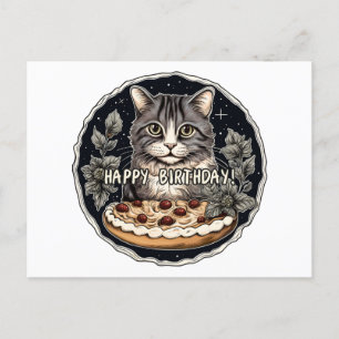 Carte Postale Joyeux gâteau d'anniversaire chaton mignon