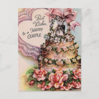 Carte Postale Joyeux gâteau Mariage Couple