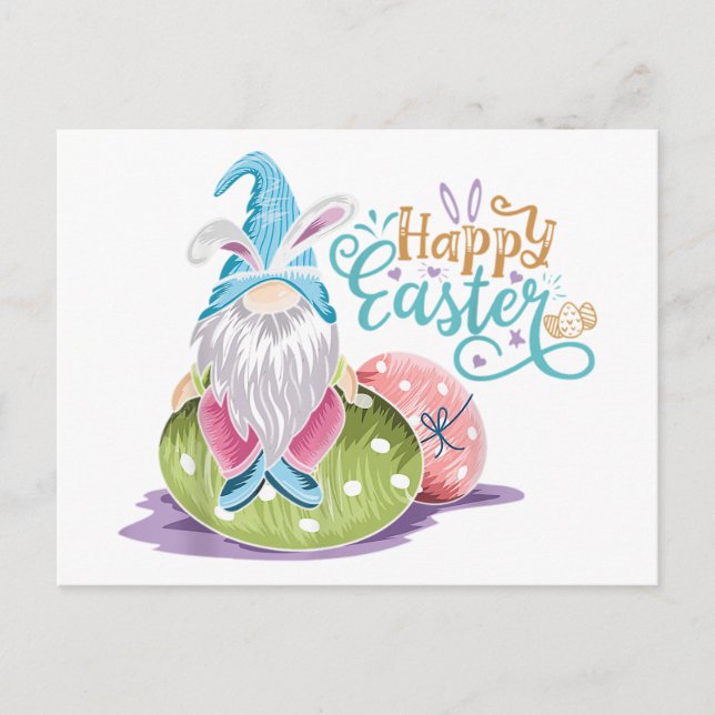 Carte Postale Joyeux Gnome de Pâques (Devant)