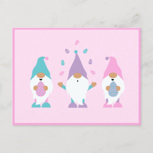 Carte Postale Joyeux Gnome de Pâques Jonglant des oeufs de Pâque