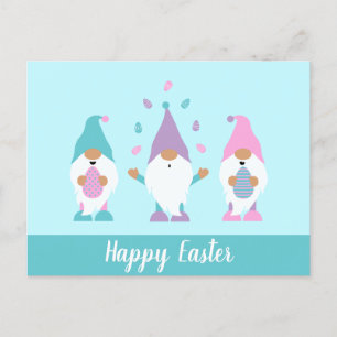 Carte Postale Joyeux Gnome de Pâques Jonglant des oeufs de Pâque