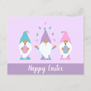 Carte Postale Joyeux Gnome de Pâques Jongler oeufs de Pâques Car