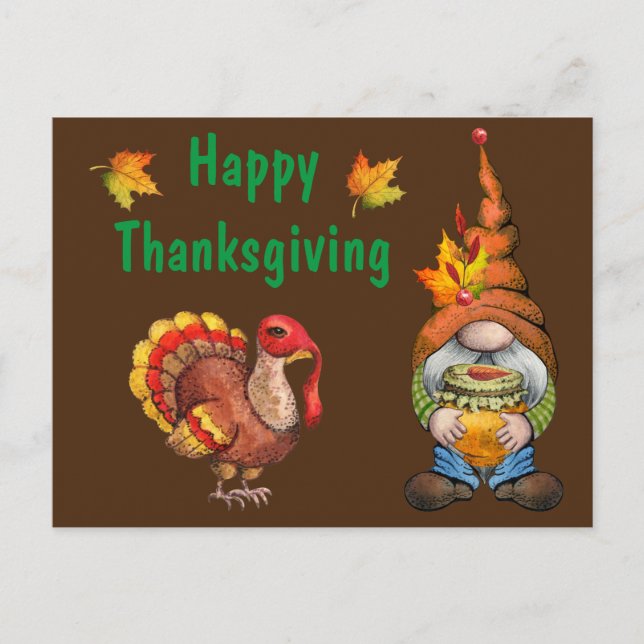 Carte Postale Joyeux Gnome de Thanksgiving (Devant)