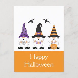 Carte Postale Joyeux Gnomes d'Halloween violet orange