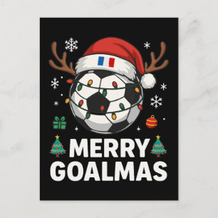Carte Postale Joyeux Goalmas France - Football de Noël drôle