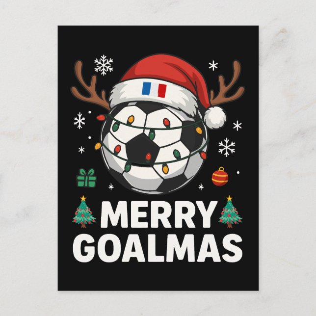 Carte Postale Joyeux Goalmas France - Football de Noël drôle (Devant)