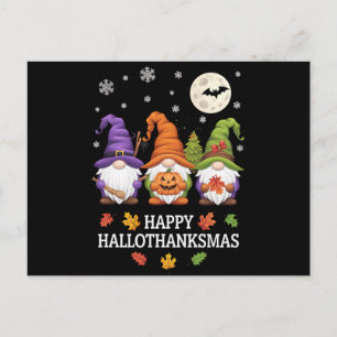 Carte Postale Joyeux Hallothanksmas Gnomes Lover Halloween Noël