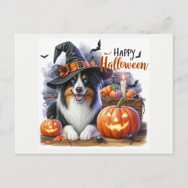 Carte Postale Joyeux Halloween Amoureux de les chiens vacances (Devant)