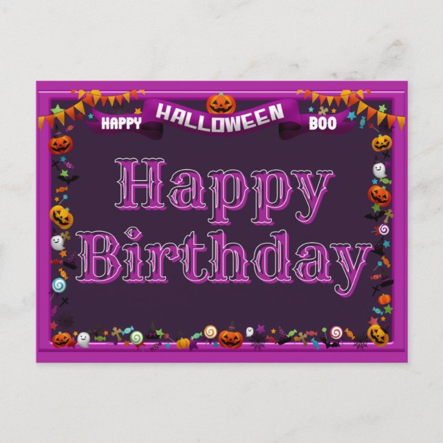 Carte Postale Joyeux Halloween/Anniversaire (Devant)