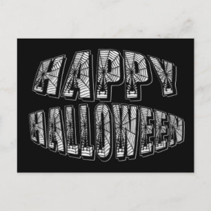 Carte Postale Joyeux Halloween Araignées & Texte Toile d'Araigné