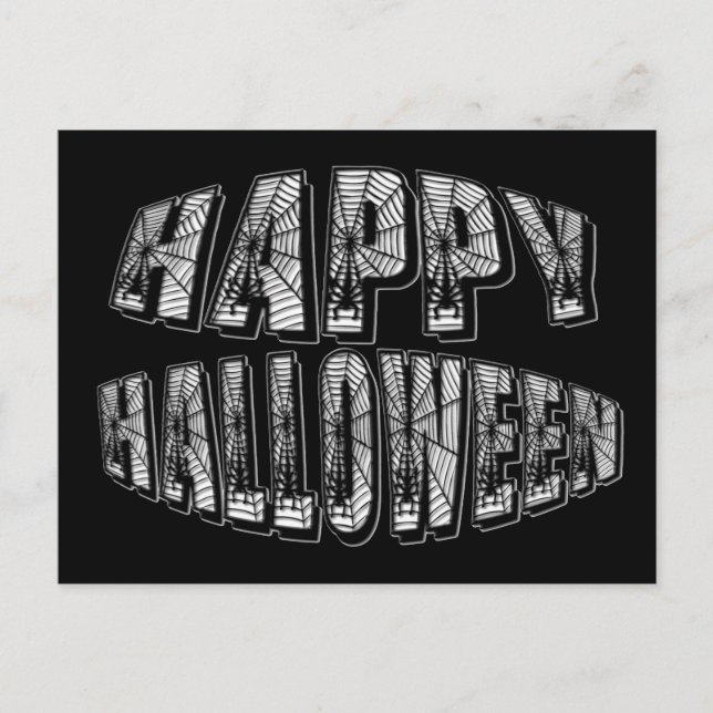 Carte Postale Joyeux Halloween Araignées & Texte Toile d'araigné (Devant)