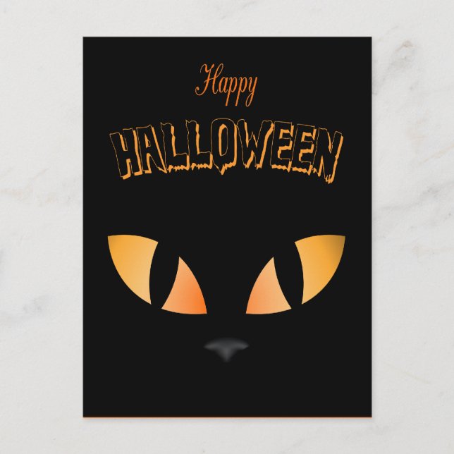 Carte Postale Joyeux Halloween Black Cat Eyes (Devant)
