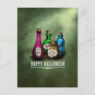 Carte Postale Joyeux Halloween ! Bouteilles de potion de sorcièr