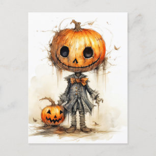 Carte Postale Joyeux Halloween Champ Citrouille