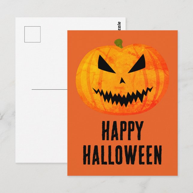 Carte Postale Joyeux Halloween Citrouille de Jack O'Lantern effr (Devant / Derrière)