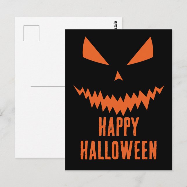 Carte Postale Joyeux Halloween Citrouille de Jack O'Lantern effr (Devant / Derrière)