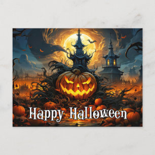 Carte Postale Joyeux Halloween   Citrouille fâcheux