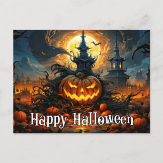 Carte Postale Joyeux Halloween | Citrouille fâcheux