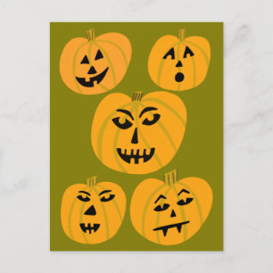 Carte Postale Joyeux Halloween Citrouilles Jack-O-Lanterns