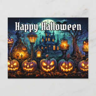 Carte Postale Joyeux Halloween   Citrouilles Siniètres Néfastes