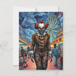 Carte Postale Joyeux Halloween   Clown éffrayant