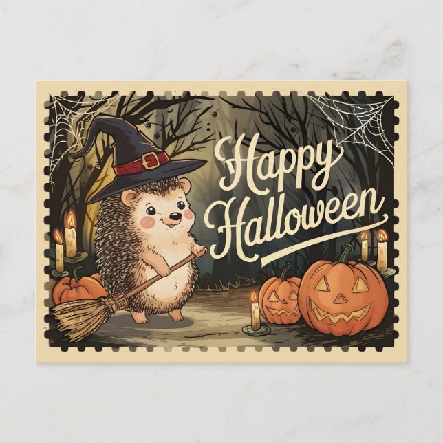 Carte Postale Joyeux Halloween Cute Hedgehog (Devant)