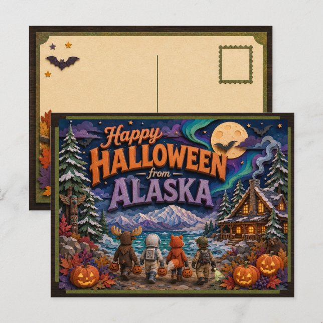 Carte Postale Joyeux Halloween d'Alaska Kids  (Devant / Derrière)