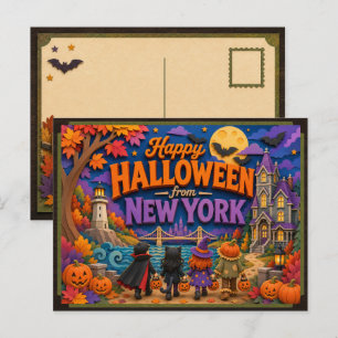 Carte Postale Joyeux Halloween de la part des enfants de New Yor