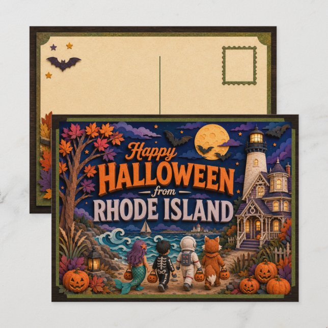 Carte Postale Joyeux Halloween de la part des enfants de Rhode I (Devant / Derrière)