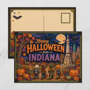 Carte Postale Joyeux Halloween des enfants de l'Indiana