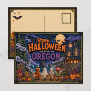 Carte Postale Joyeux Halloween des enfants de l'Oregon