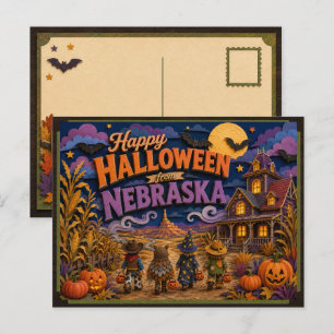 Carte Postale Joyeux Halloween des enfants du Nebraska