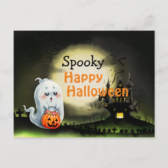 Carte Postale Joyeux Halloween effrayant (Devant)